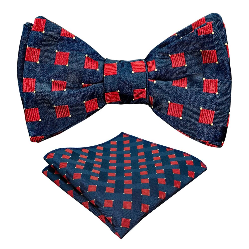 9380 Self Tie Bow Tie and Handkerchief Set, Bowtie with Pocket Square